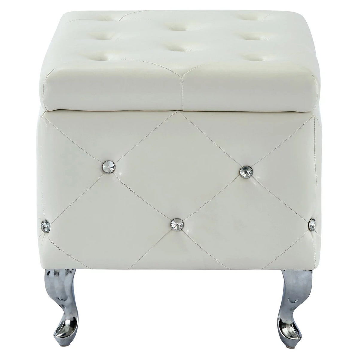 Faux Leather & Metal Square Storage Ottoman T305