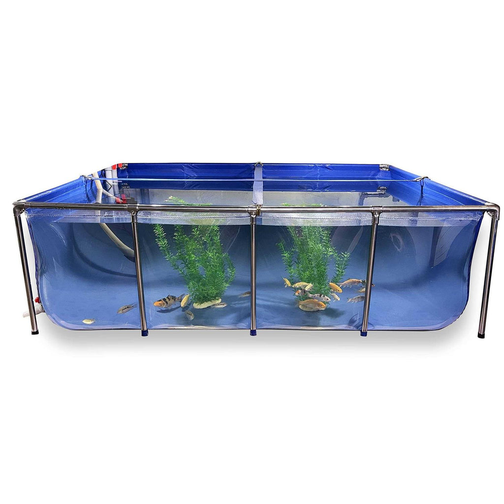 PVC Canvas Fish Pond with Steel Frame, Transparent Viewing Panel and Drain Valve Z9885