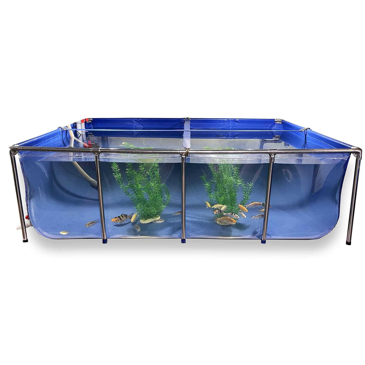 PVC Canvas Fish Pond with Steel Frame, Transparent Viewing Panel and Drain Valve Z9885
