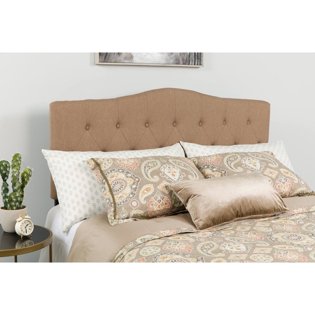 Camel Brown and Black Button Tufted Full Size Headboard K3086