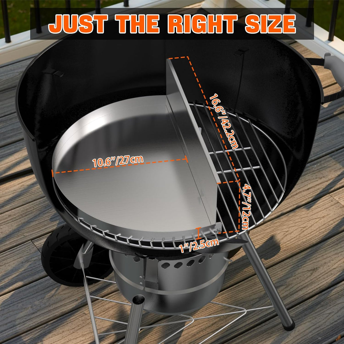 Stainless Steel Detachable Grill Drip Pan with Removable Charcoal Divider V224