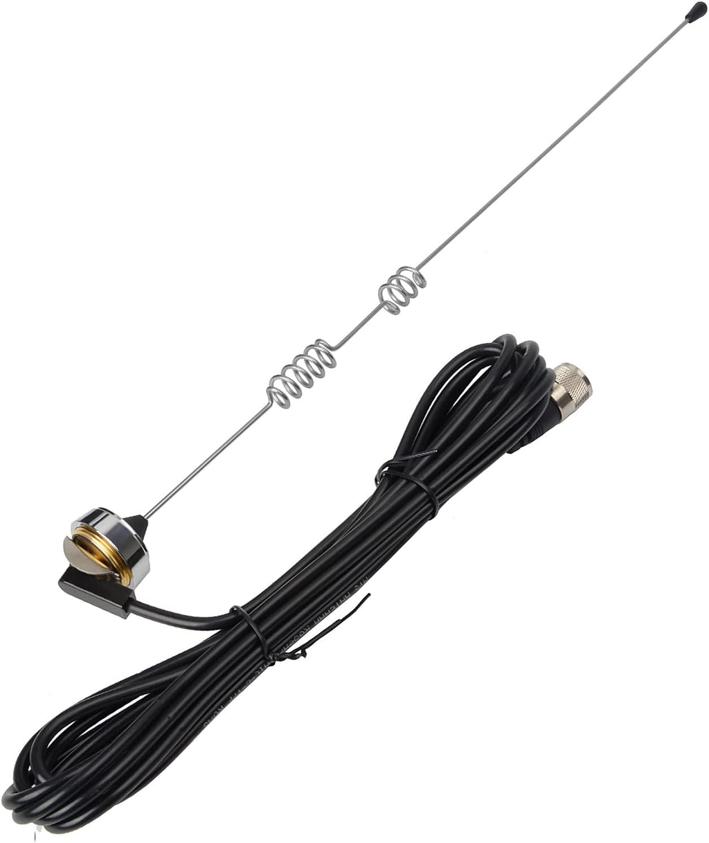 Dual Band NMO Mobile Antenna 144/430Mhz 17inches 150Watt with NMO Mount Bracket RG58 Coaxial Cable Y74983