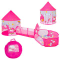 3pcs Kids Play Tent, Crawl Tunnel & Ball Pit with Basketball Hoop W74847