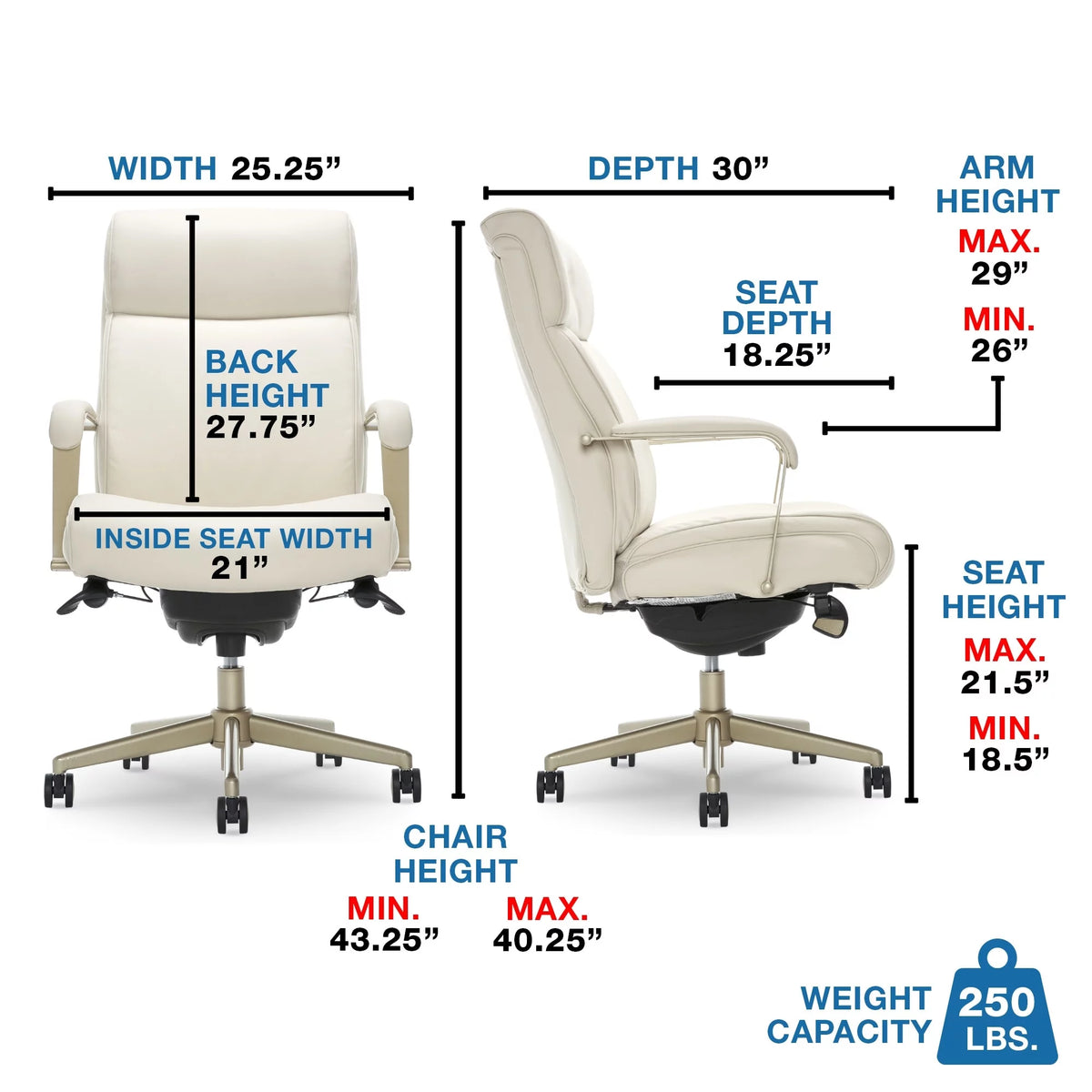 White Bonded Leather Executive Chair X74707