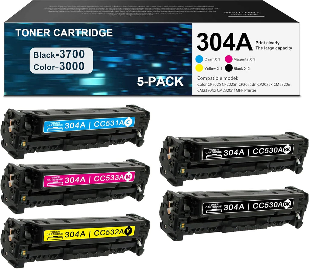 5-Pack Replacement Toner Cartridge for HP 304A Printer M693