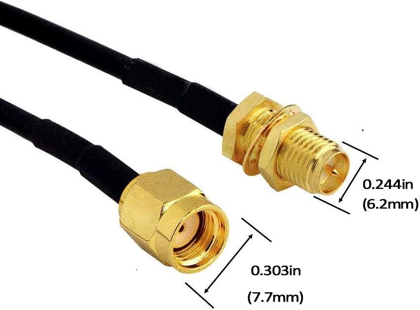 16ft RP-SMA Coaxial Extension Cable Male to Female Connector - 2Pack D4164