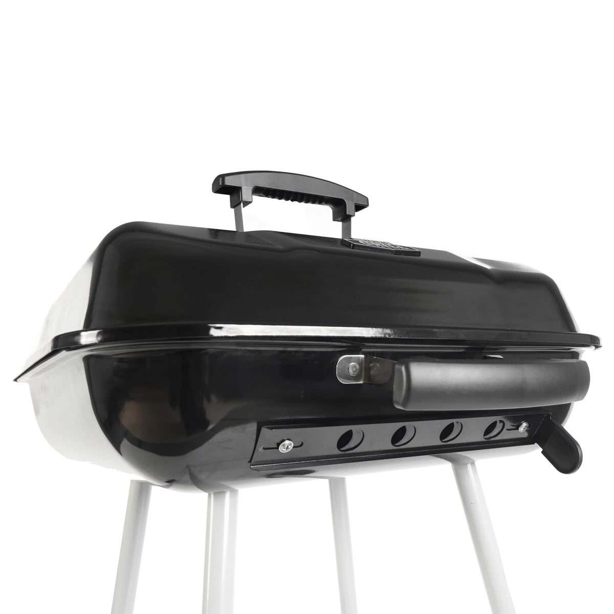 Square Steel Charcoal Grill with Wheels, Black Y478309