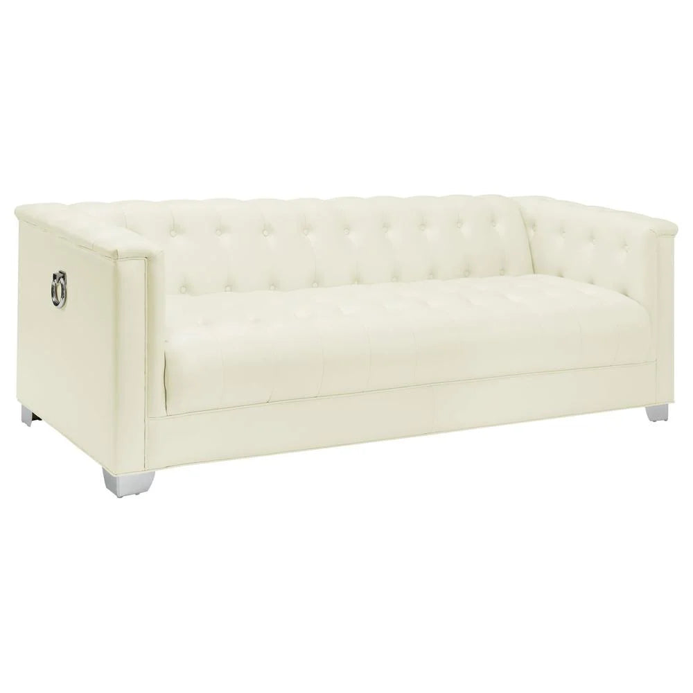 White Faux Leather Tufted Sofa Set T5518
