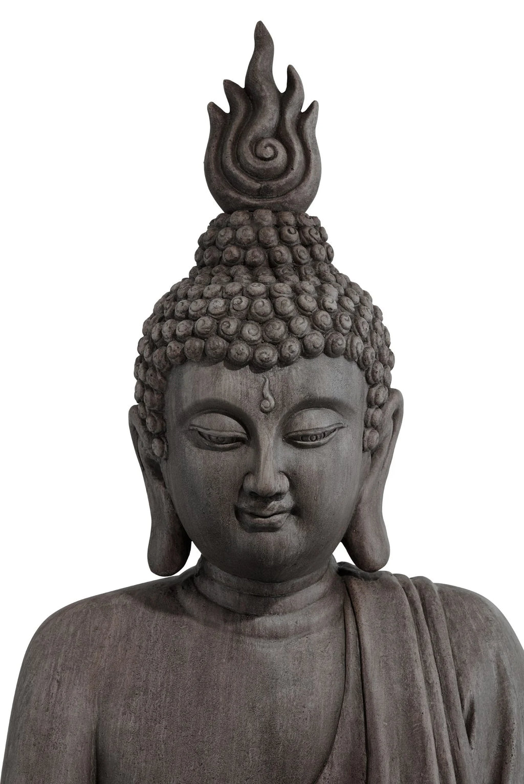 Large Sitting Buddha Statue Sculpture Stone Gray Finish 42" Tall Z837