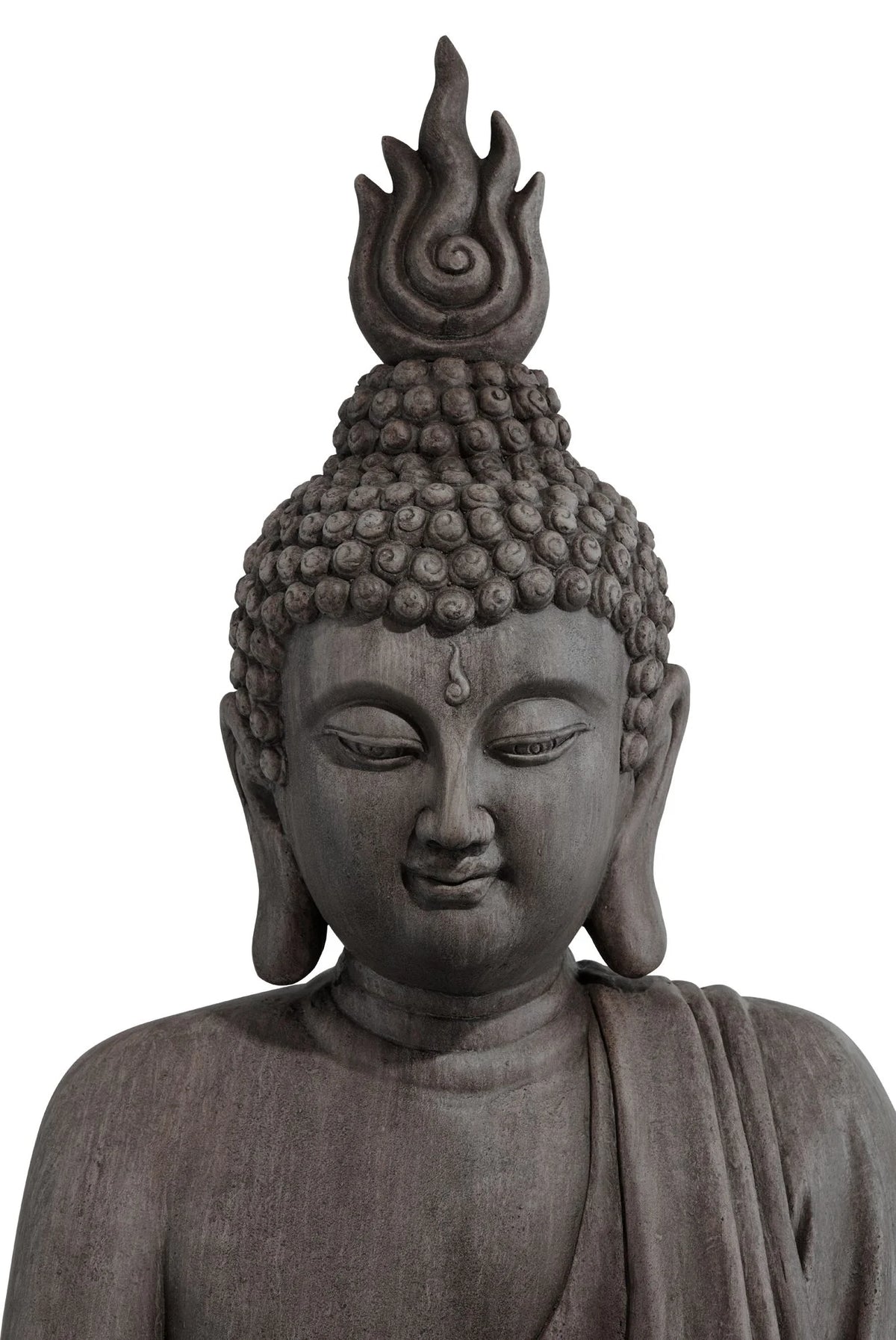 Large Sitting Buddha Statue Sculpture Stone Gray Finish 42" Tall Z837