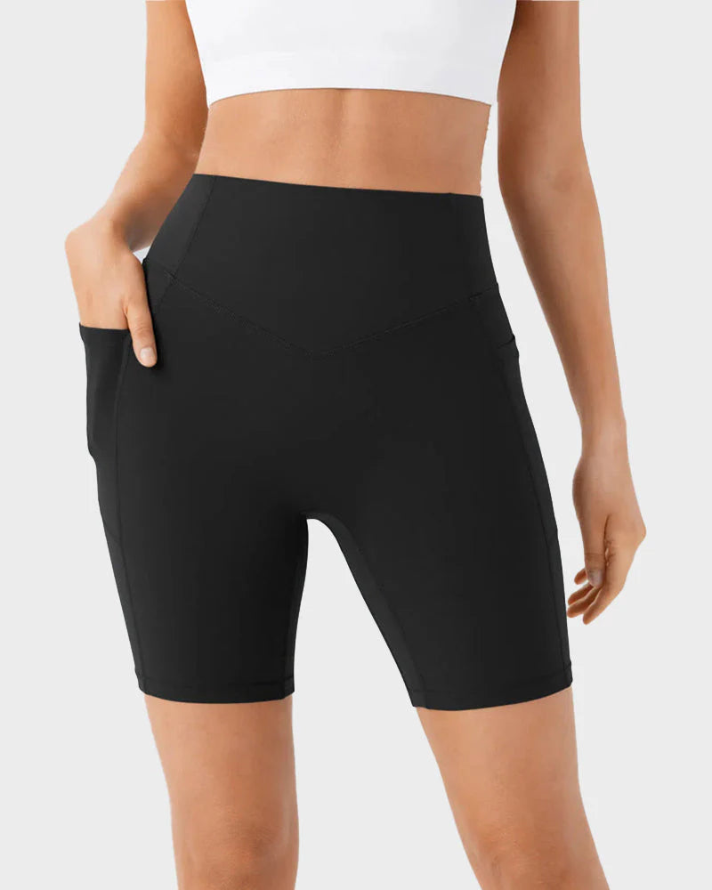 Tummy Control Butt-Lifting Training Shorts with Pockets D6080