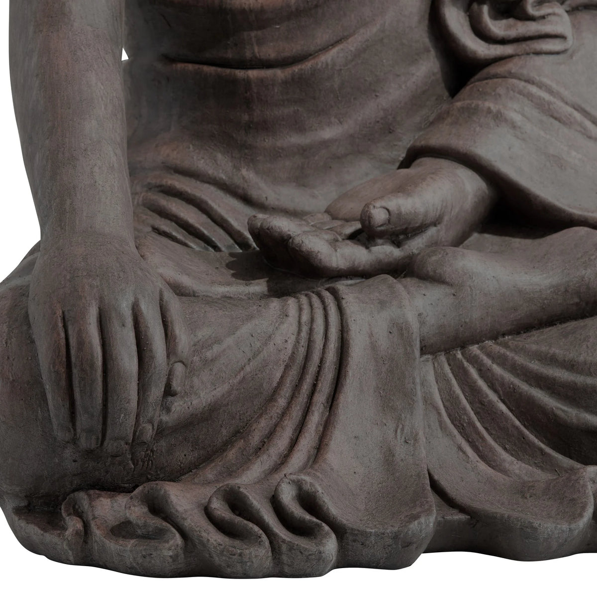 Large Sitting Buddha Statue Sculpture Stone Gray Finish 42" Tall Z837