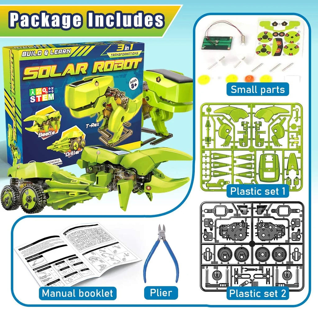 STEM Robot Building Toy Science Kit 3 in 1 Solar Dinosaur Desk Robot Y5090