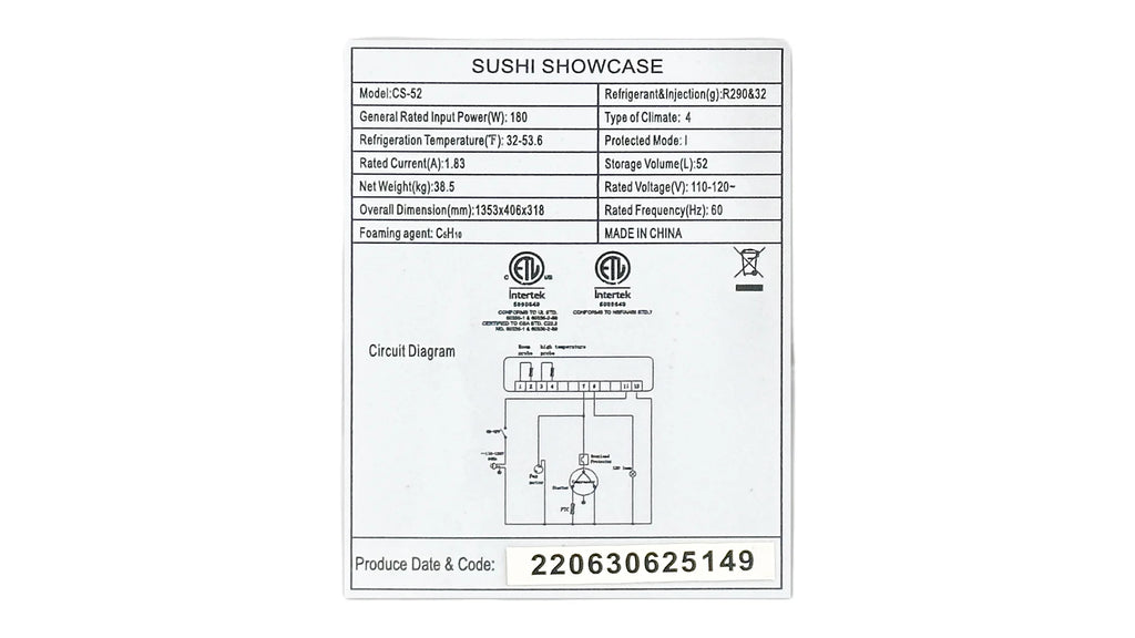 Black Curved Sushi Refrigerated Display Case P375