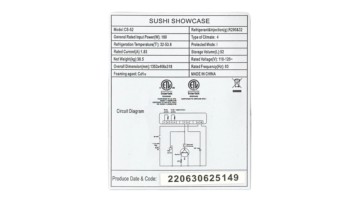Black Curved Sushi Refrigerated Display Case P375
