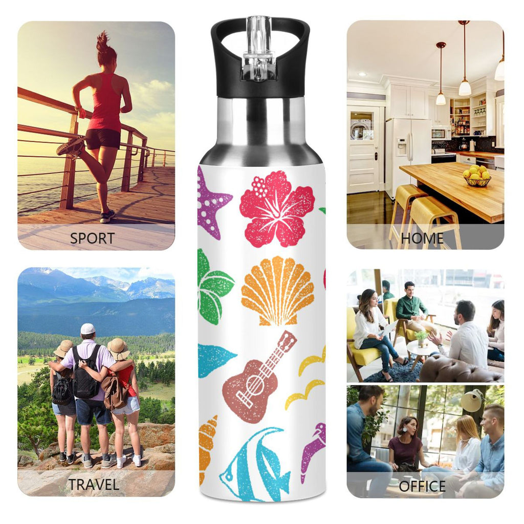 Stainless Steel Insulated Vacuum Flask Water Bottle with Straw Lid E769
