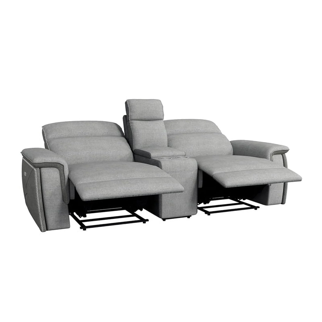 Taupe Gray Fabric Double Reclining Loveseat U470