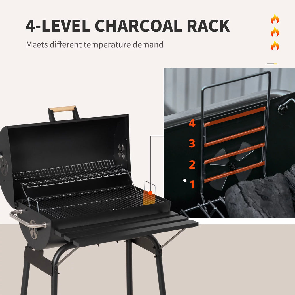Portable Charcoal BBQ Grill and Offset Smoker Combo V3300