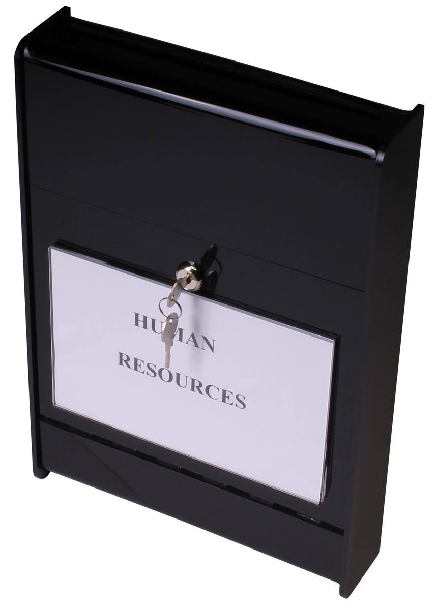 Wall Mounted Locking Drop Box with Nameplate Black Acrylic O59276