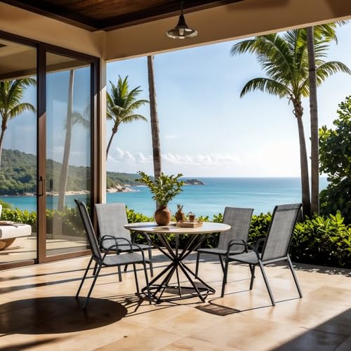 Grey Set of 4 Stackable Patio Dining Chairs M1304