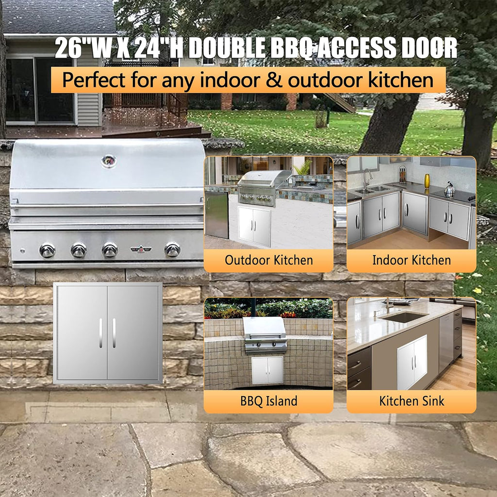 Stainless Steel Double BBQ Door 26W x 24H Inch E2298