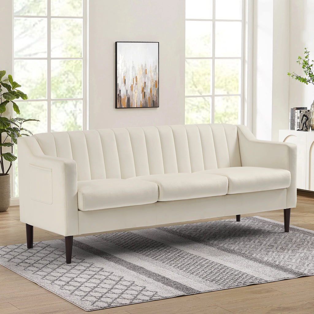 3 Seater Velvet Sofa with Removable Cushions O3370