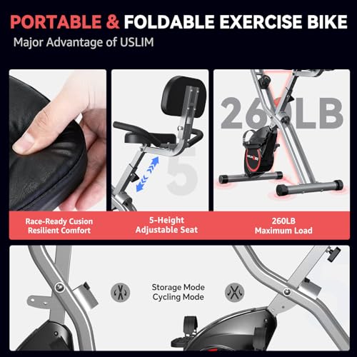 5 IN 1 Foldable Exercise Bike with 16-Level Magnetic Resistance H9167