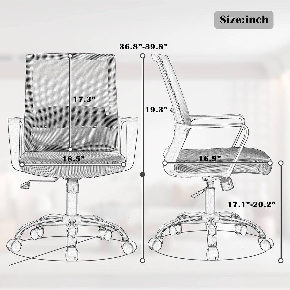Mesh Office Chair with Lumbar Support Armrest R289