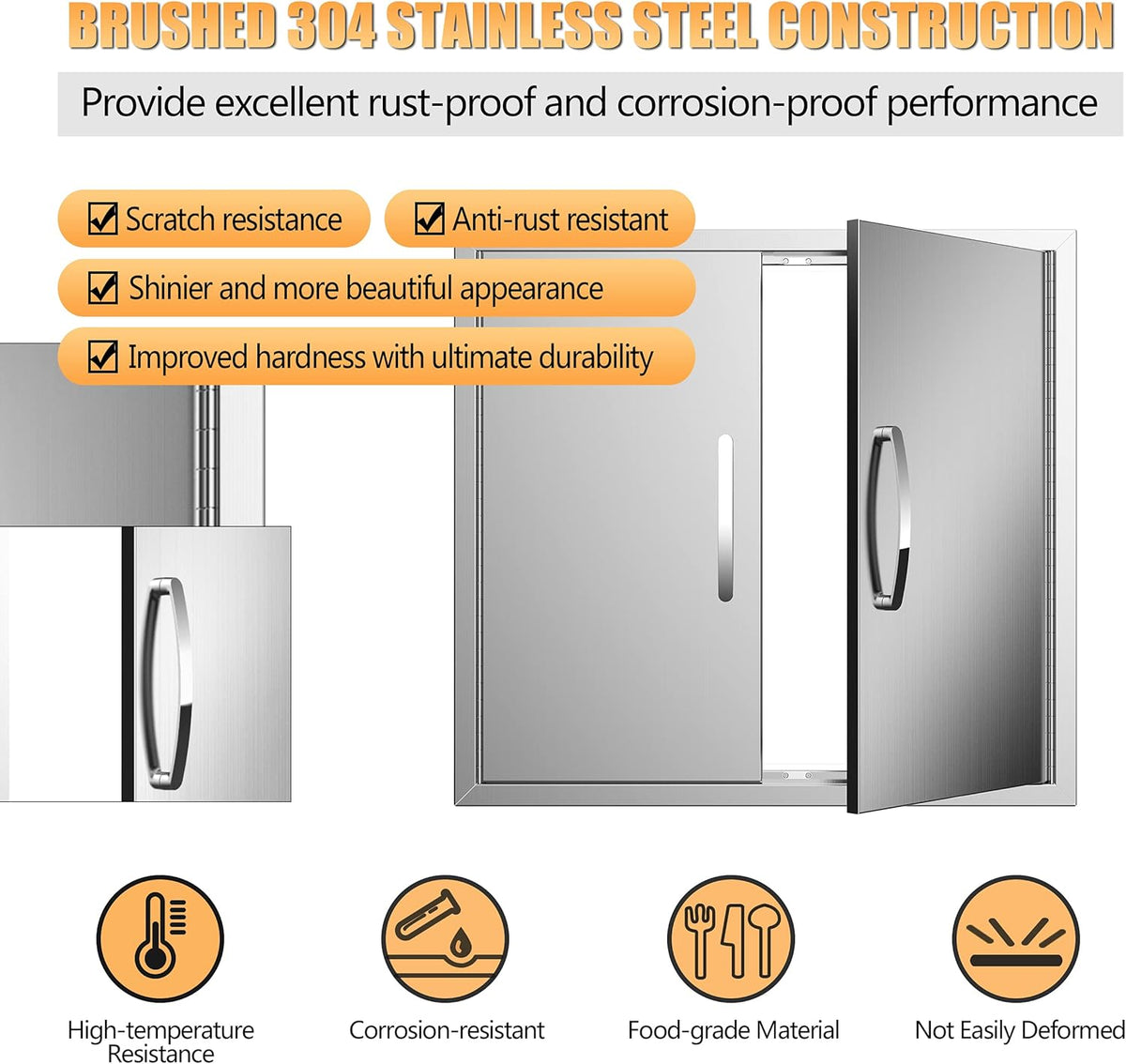 Stainless Steel Double BBQ Door 26W x 24H Inch E2298
