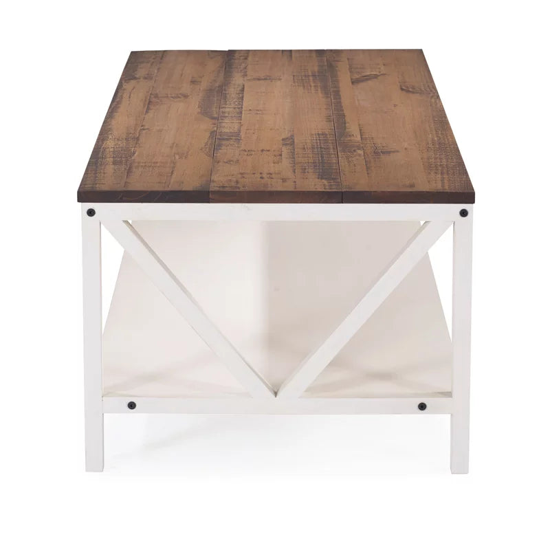 2 Piece Living Room Set with Coffee Table and End Table in White M38775