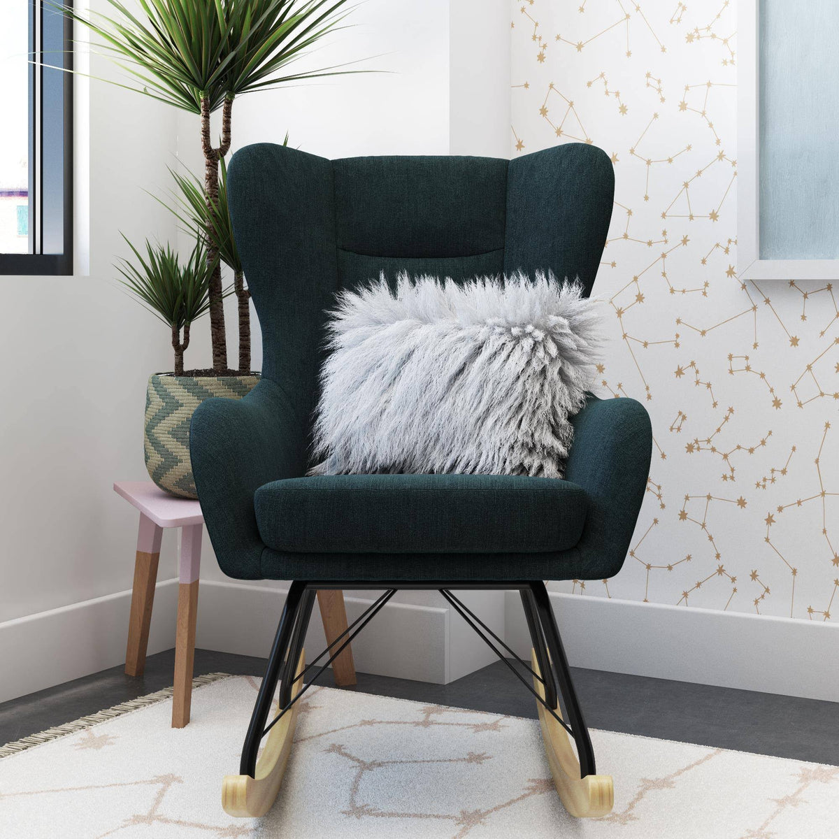 Blue Wingback Rocker S51220