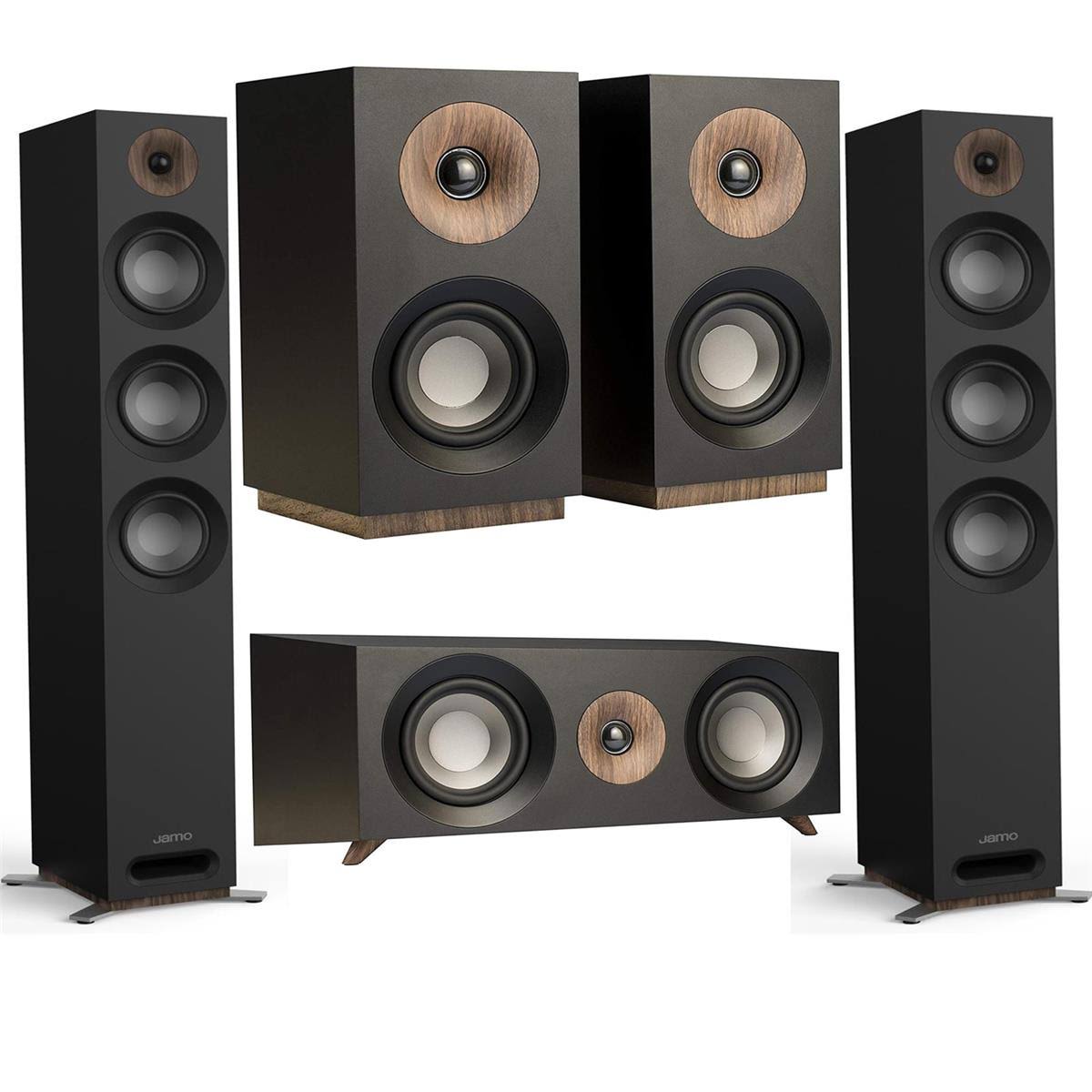 Black Floorstanding Speakers Pair with Center Speaker Bookshelf Speakers C1700