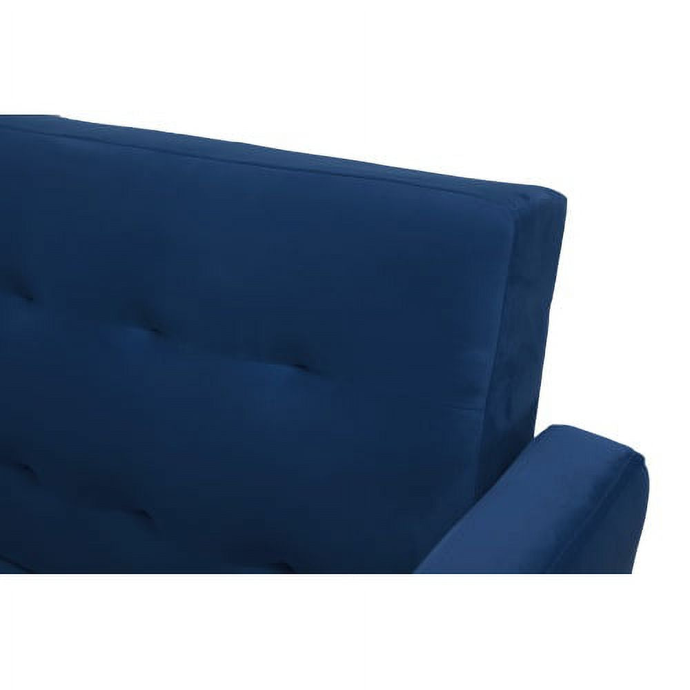 Blue Velvet Tufted Futon Sofa with 2 Pillows I320