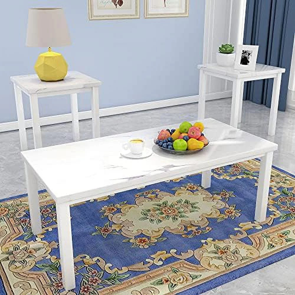 3-Piece Coffee and End Table Set White W93305