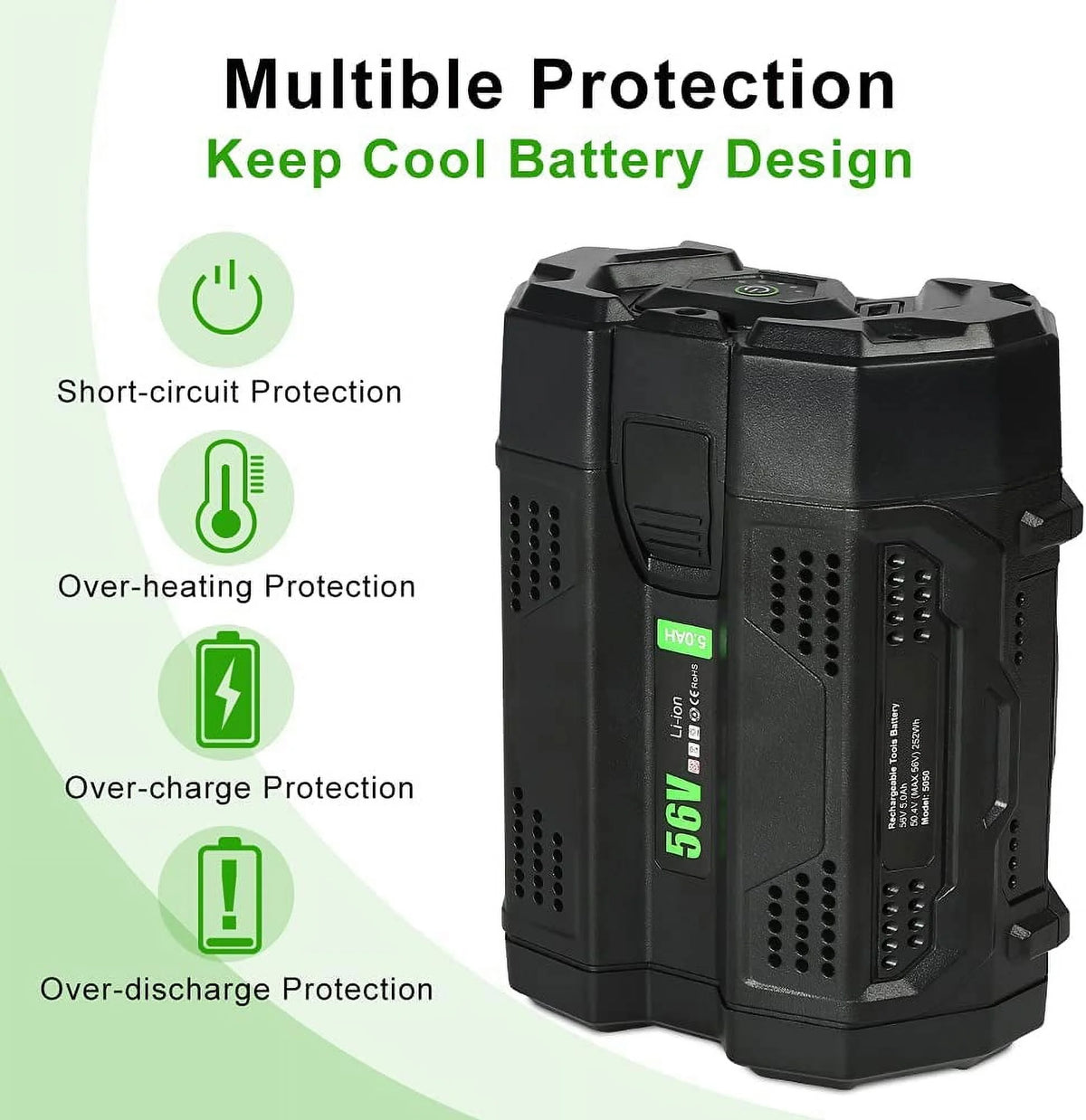 56V 5.0Ah Battery with Fuel Gauge G2028