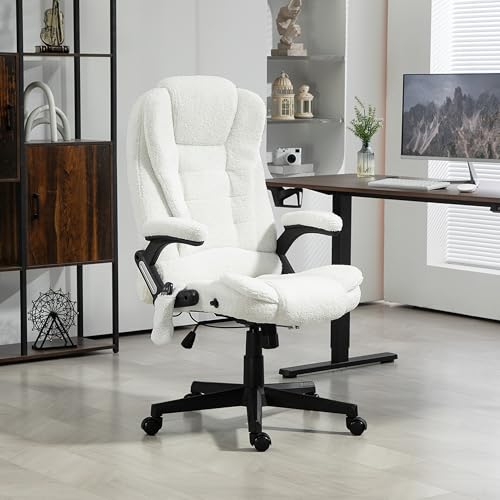 White Velvet High Back Reclining Office Chair with Remote W6196