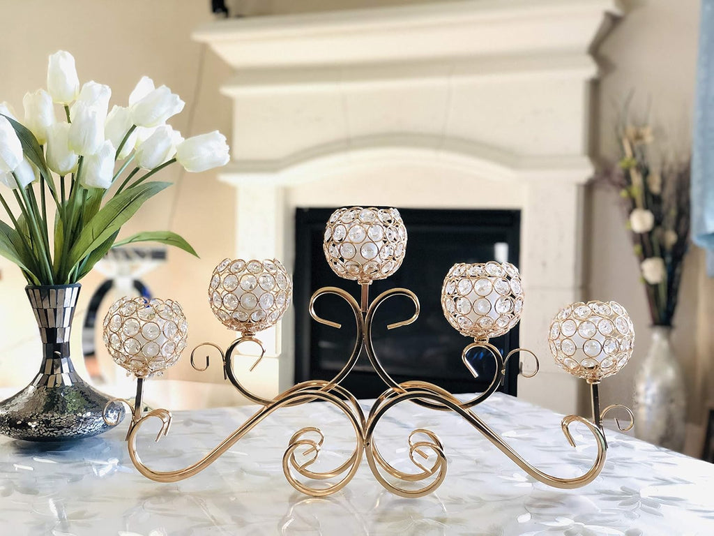 Gold Crystal Candlestick Candle Holder E7062