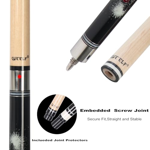Pool Cue Stick with Hard Case Low Deflection Shaft 19.5-21 oz J62412