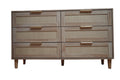 Modern 6 Drawer Rattan Dresser with Gold Handles F4137