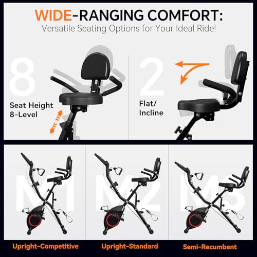 5 IN 1 Foldable Exercise Bike with 16-Level Magnetic Resistance H9167