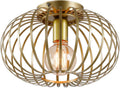 Industrial Semi-Flush Mount Metal Cage Ceiling Light Fixture Gold S888353