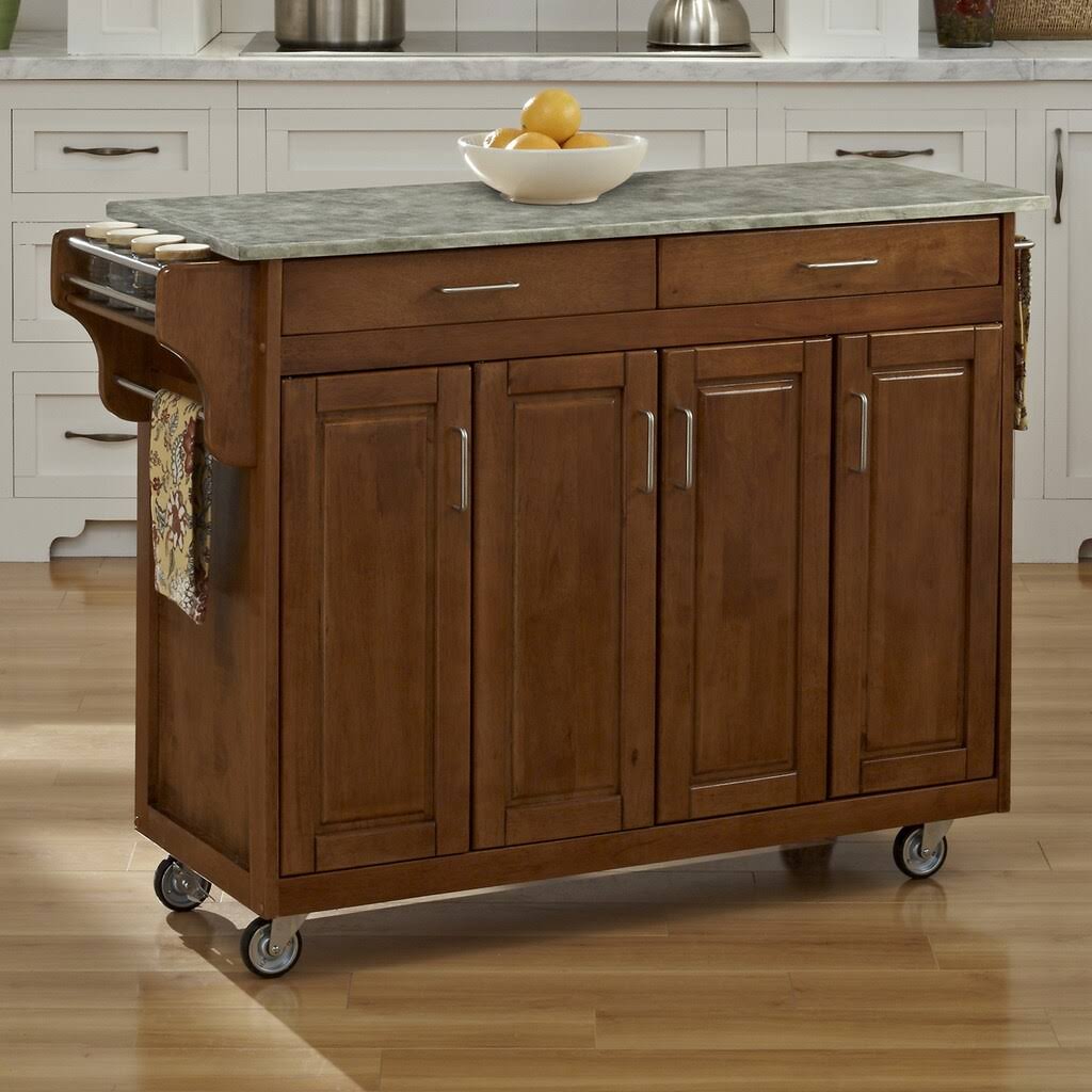 Oak Create-a-Cart with Concrete Top U908857