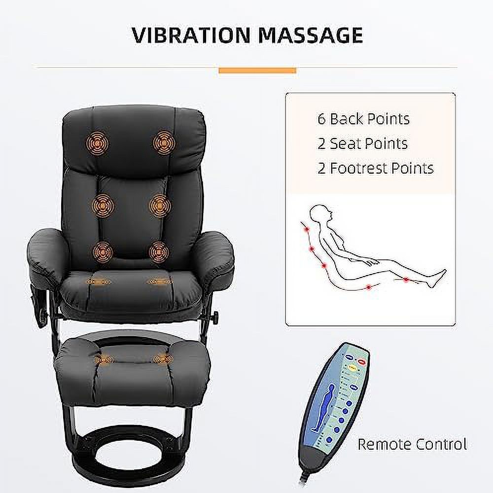 PU Leather Massage Recliner Chair with Ottoman 10 Point Vibration Swiveling Armchair Brown Q4931