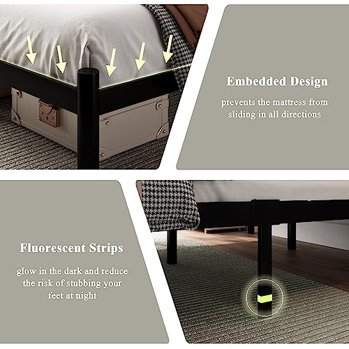 Full Black Metal Bed Frame with 13 Steel Slats Y211