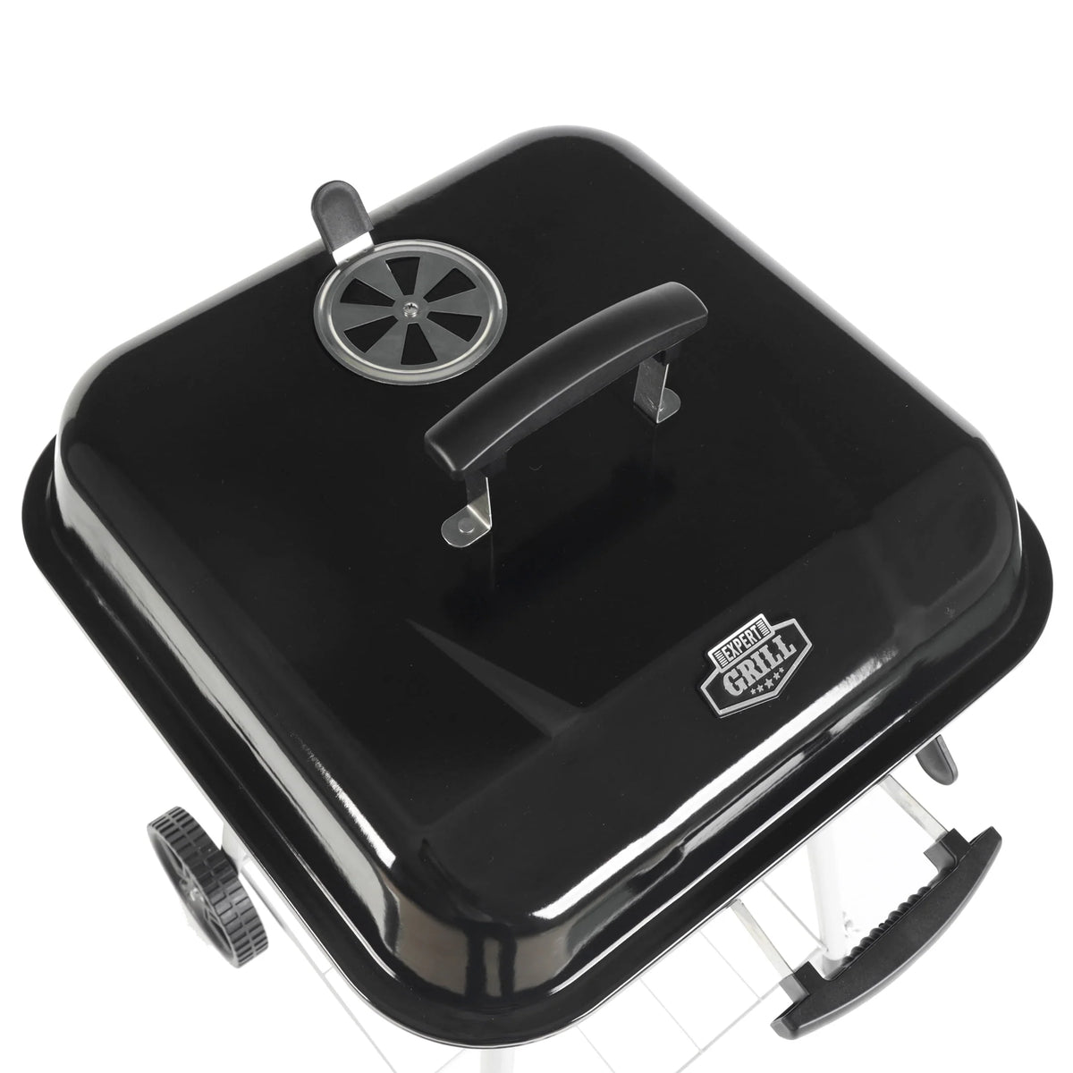 Square Steel Charcoal Grill with Wheels, Black Y478309