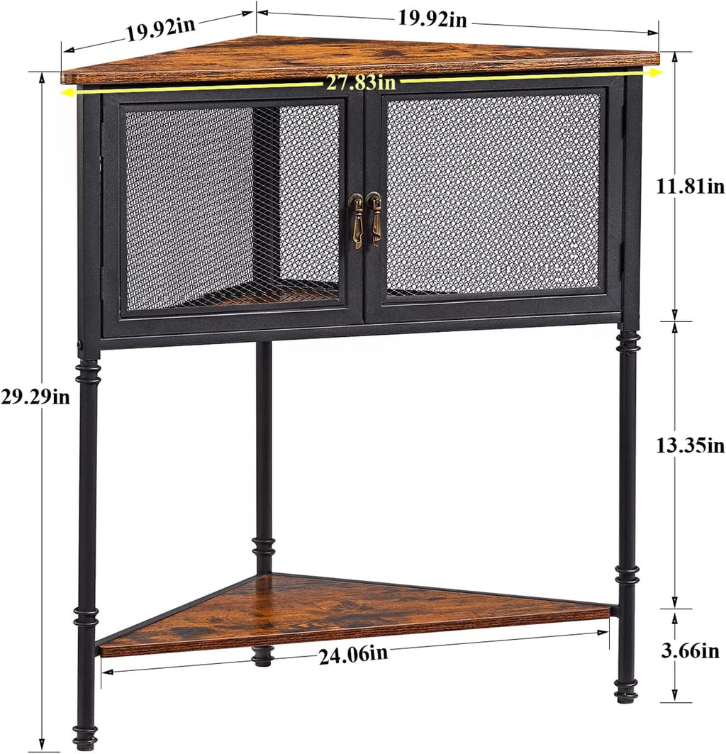 Brown 3-Tier Corner Shelf with Storage Cabinet D143626