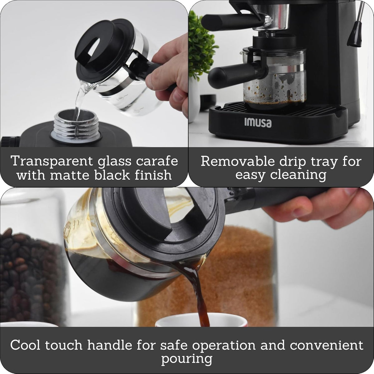 4 Cup Espresso Cappuccino Maker, Black S62104