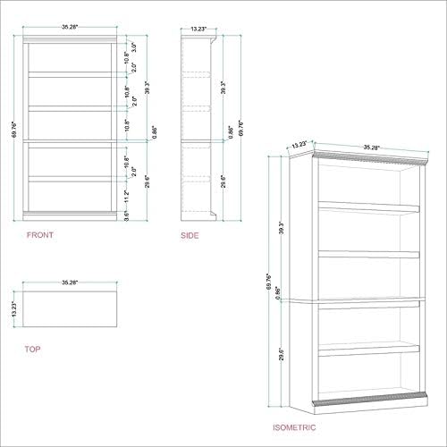 5 Shelf Bookcase with 3 Adjustable Shelves in Salt Oak U7405