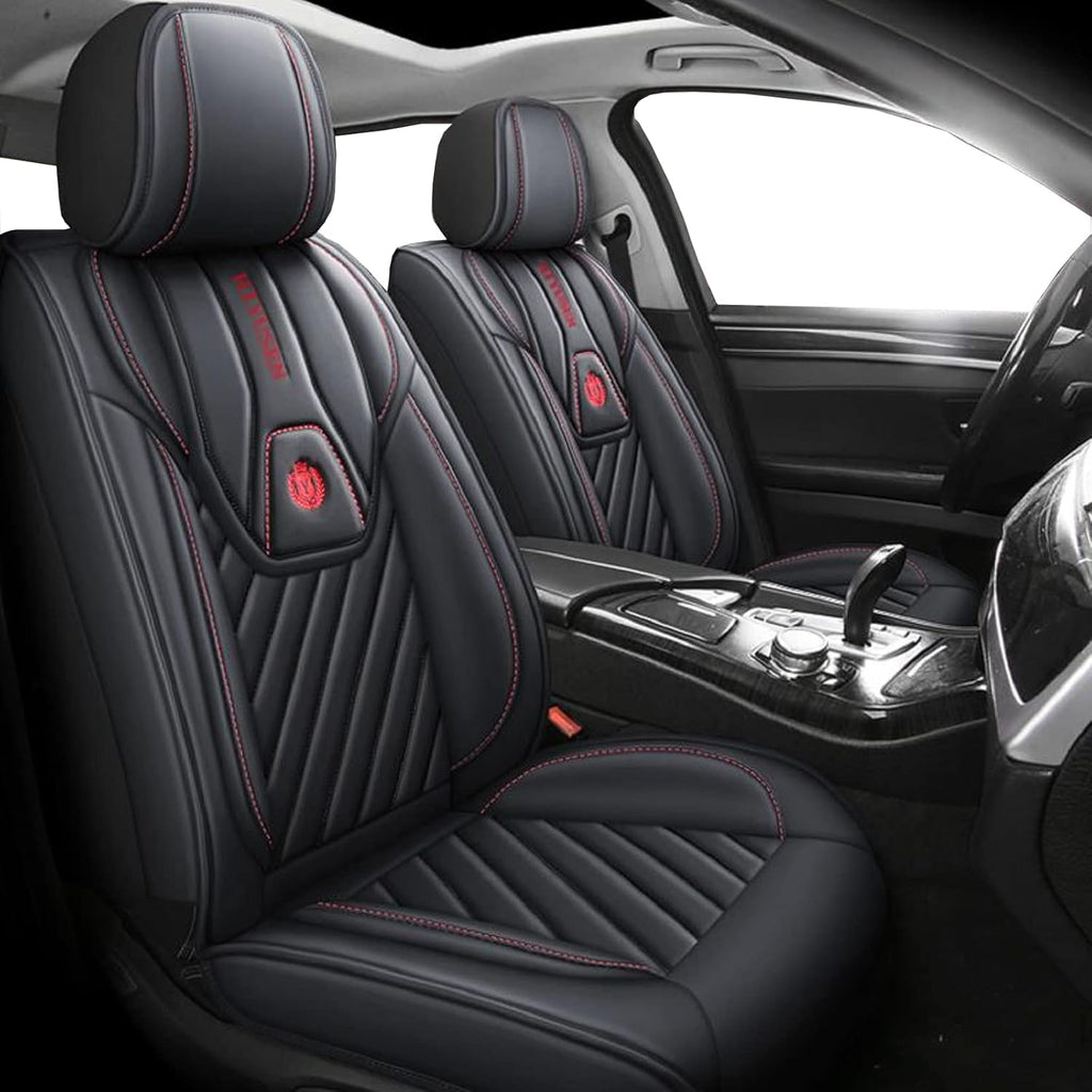 Black 5 Seats Universal Leather Car Seat Covers Full Set X758704