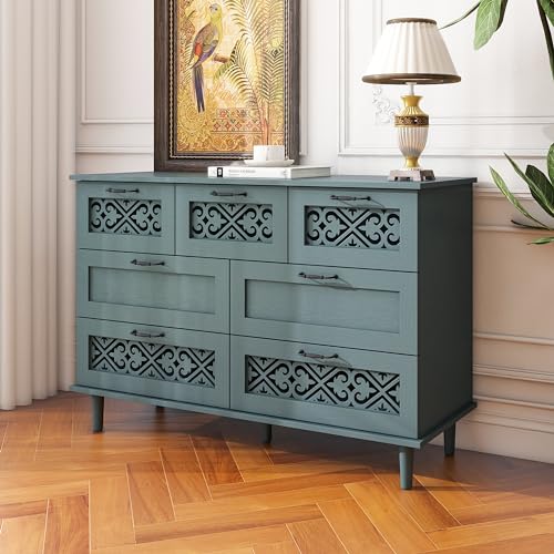 Blue 3 Door 3 Drawer Wooden Sideboard Cabinet Y956
